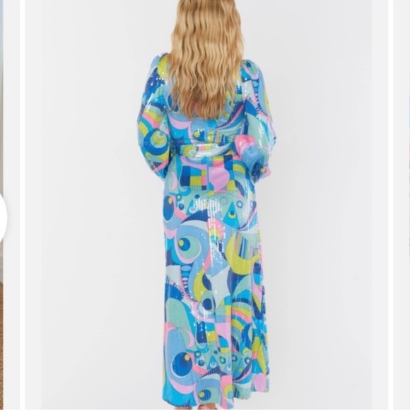Show Me Your MuMu XL Minelli Midi Dress in GoGo Sequin blue green - Picture 3 of 9